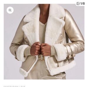 Generation Love Metallic Gold and Cream Dion faux Leather Jacket